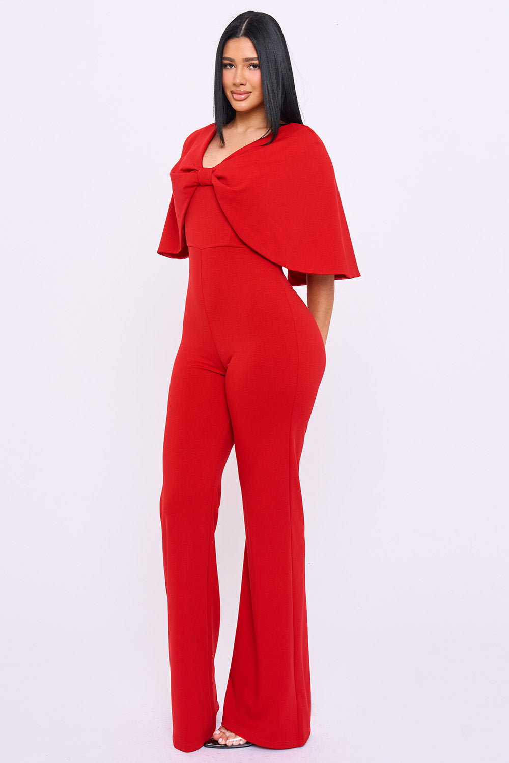 Cape Sleeve With Front Knot Jumpsuit