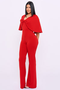 Cape Sleeve With Front Knot Jumpsuit