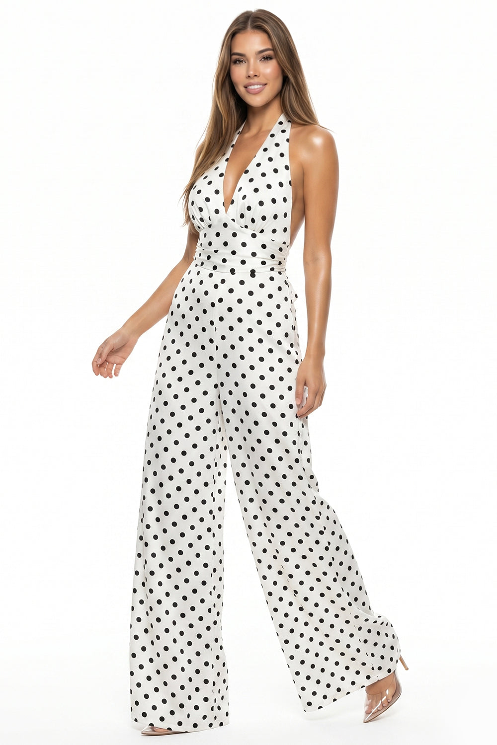 Polka Dot Halter Neck Jumpsuit
