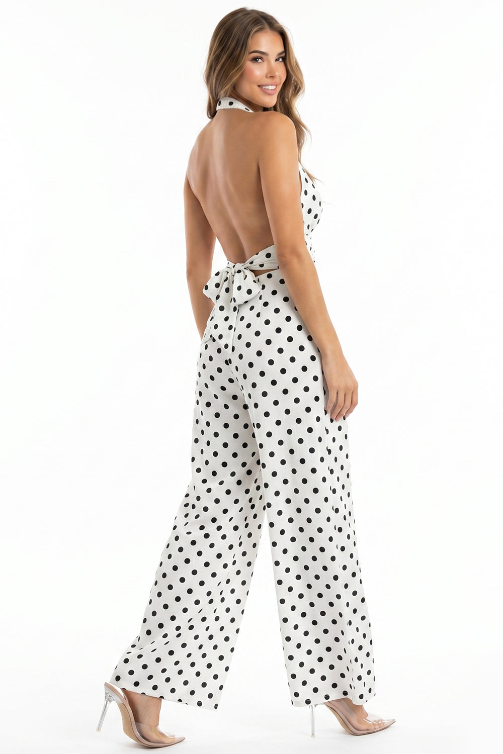 Polka Dot Halter Neck Jumpsuit