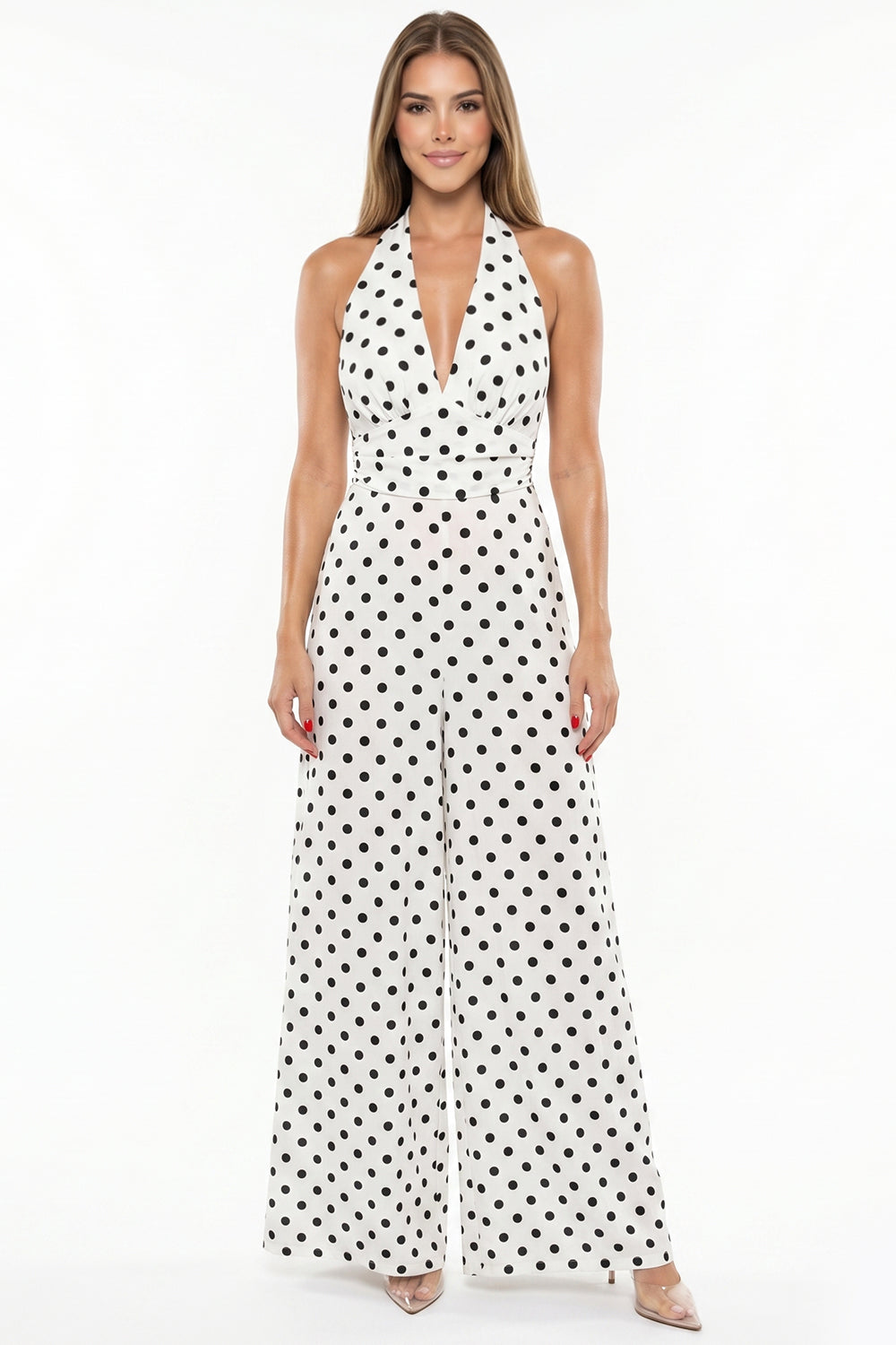 Polka Dot Halter Neck Jumpsuit