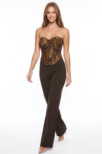 Lace Pattern Corset Top Jumpsuit