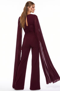 Mesh Cape Sleeve Corset Jumpsuit