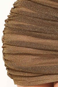 Shimmer Mesh Shirring On The Side Mini Dress