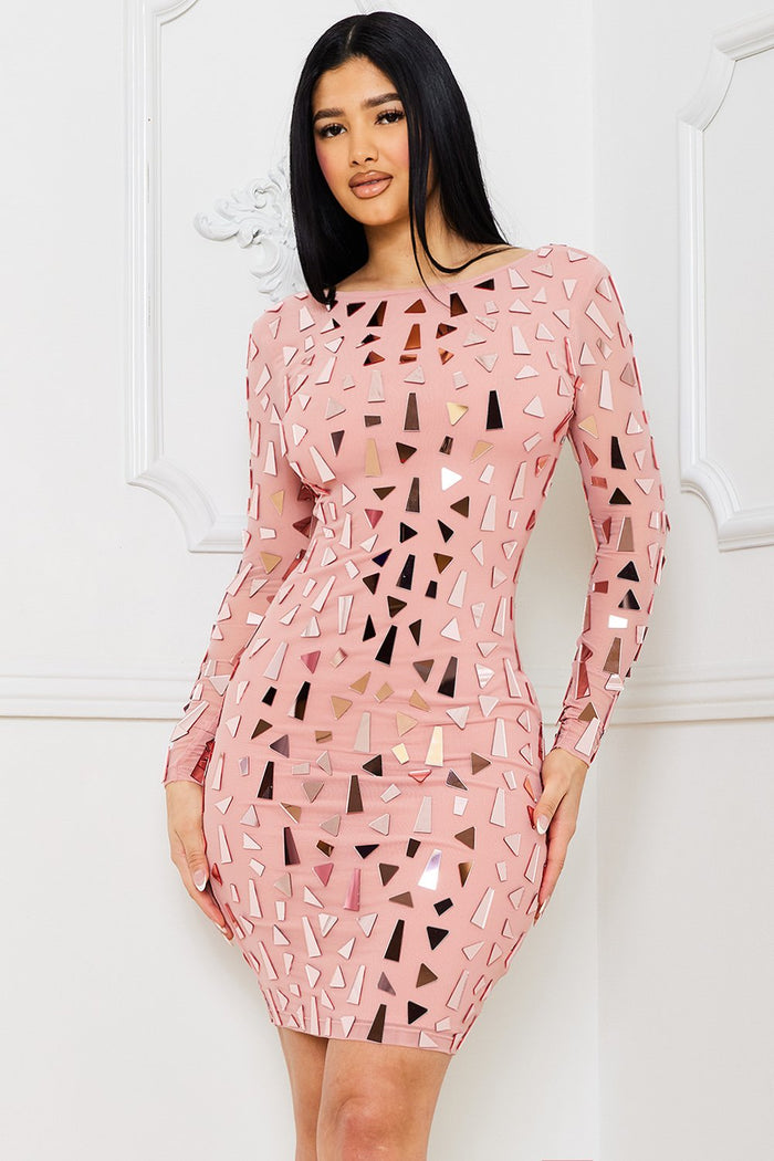 Symphony Dress - Mirror Glass Pieces Mini Dress | Zezebe