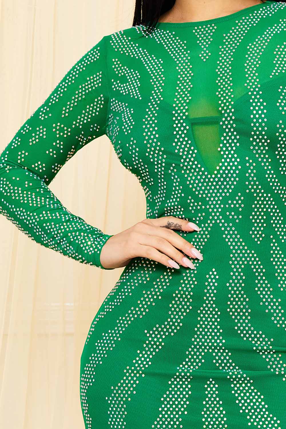 Symphony Dress - Animal Print Rhinestone Mesh Mini Dress | Zezebe