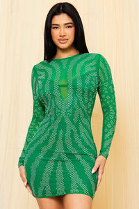 Symphony Dress - Animal Print Rhinestone Mesh Mini Dress | Zezebe