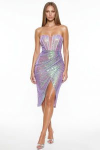 Sequin Tube Top Midi Dress