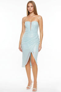 Sequin Tube Top Midi Dress