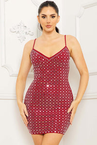 Rhinestone Embellished Mini Dress