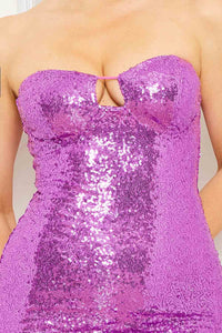 Sequin Tube Top Asymmetrical Dress
