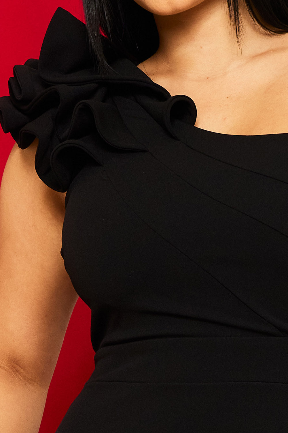 Symphony Dress - Layered Ruffle On One Shoulder Maxi Dress | Zezebe