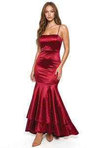 Satin Layer Mermaid Maxi Dress