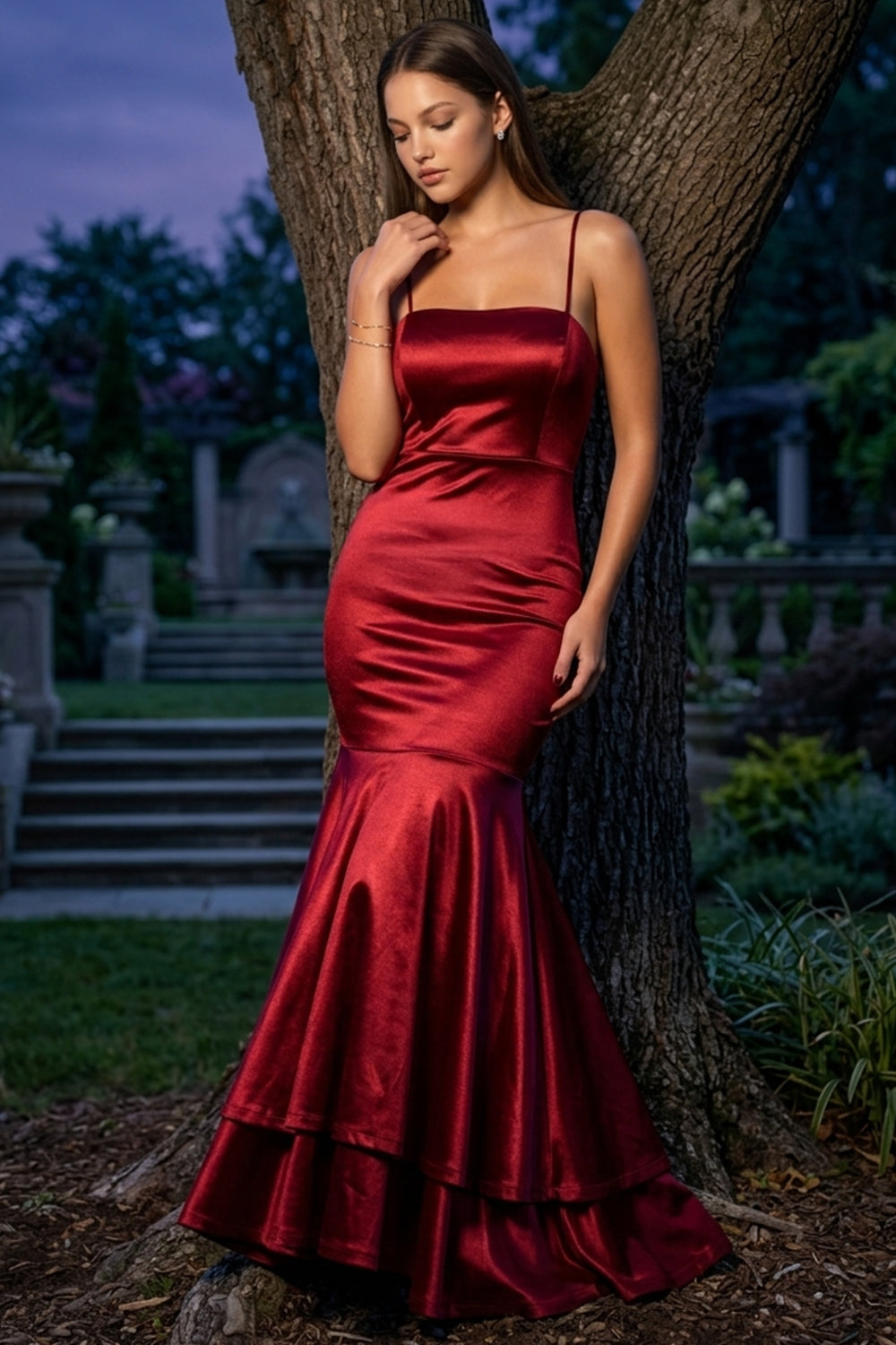 Satin Layer Mermaid Maxi Dress