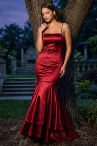 Satin Layer Mermaid Maxi Dress