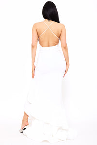 Symphony Dress - Layer Ruffle Train Detailed Maxi Dress | Zezebe