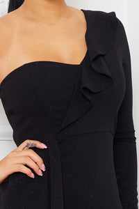 Glitter Fabric One Shoulder Maxi Dress