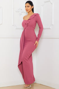 Glitter Fabric One Shoulder Maxi Dress