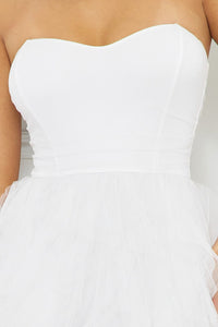 Symphony Dress - Ruffled Tier Tulle Tube Top Maxi Dress | Zezebe