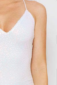Sequin With Mesh Bottom Maxi Dress