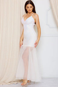 Sequin With Mesh Bottom Maxi Dress