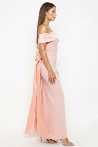 Contrast Fabric Off The Shoulder Maxi Dress
