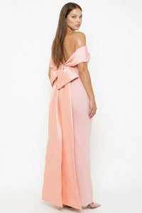 Contrast Fabric Off The Shoulder Maxi Dress