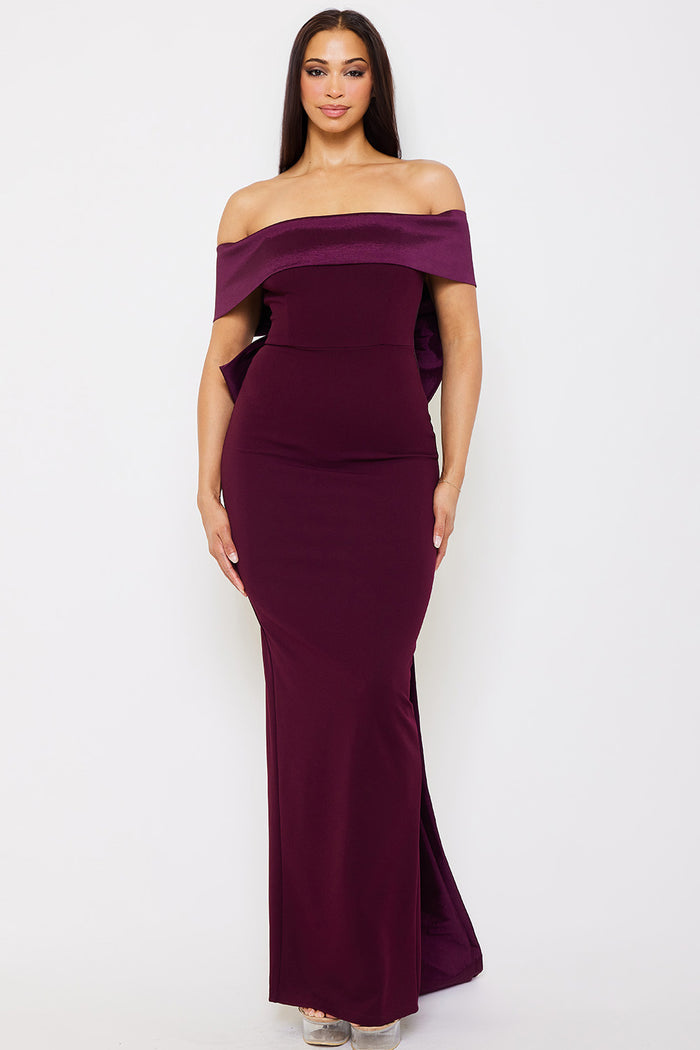 Symphony Dress - Contrast Fabric Off The Shoulder Maxi Dress | Zezebe