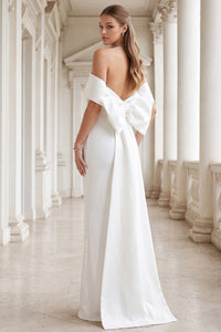 Contrast Fabric Off The Shoulder Maxi Dress