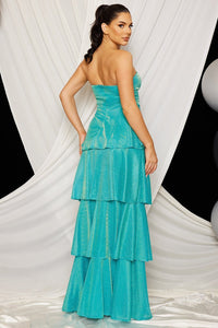 Shimmer Metallic Layered Maxi Dress