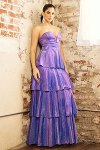 Shimmer Metallic Layered Maxi Dress