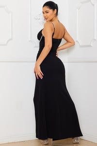 Rhinestone On Under The Bust Maxi Dress