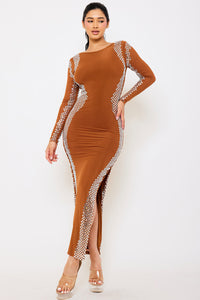 Symphony Dress - Rhinestone On Edge Slim Figure Maxi Dress | Zezebe