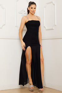 Rhinestone Strap Detailed Maxi Dress