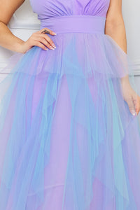 Symphony Dress - Two Tone Mesh Ruffle Maxi Dress | Zezebe