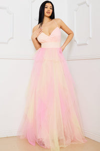 Symphony Dress - Two Tone Mesh Ruffle Maxi Dress | Zezebe