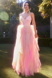 Symphony Dress - Two Tone Mesh Ruffle Maxi Dress | Zezebe