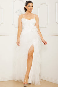 Symphony Dress - Layer Mesh Ruffle Maxi Dress | Zezebe