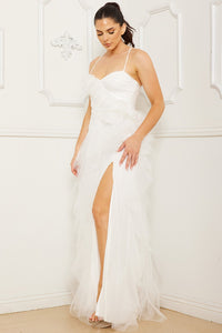 Symphony Dress - Layer Mesh Ruffle Maxi Dress | Zezebe