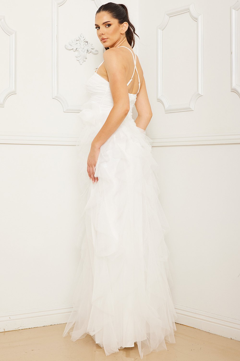 Symphony Dress - Layer Mesh Ruffle Maxi Dress | Zezebe