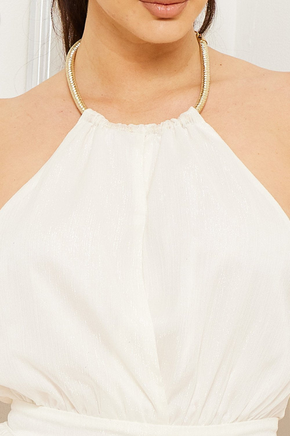 Symphony Dress - Halter Surplice With Chain Necklace Maxi Dress | Zezebe MAUVE / M Symphony Dress - Halter Surplice With Chain Necklace Maxi Dress | Zezebe MAUVE / M