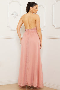 Halter Surplice With Chain Necklace Maxi Dress