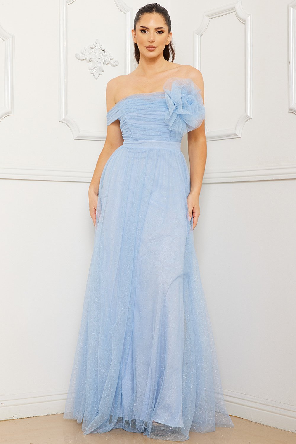 Symphony Dress - Glitter Mesh Tube Top Maxi Dress | Zezebe