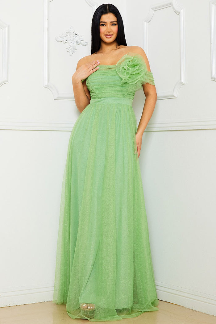 Symphony Dress - Glitter Mesh Tube Top Maxi Dress | Zezebe