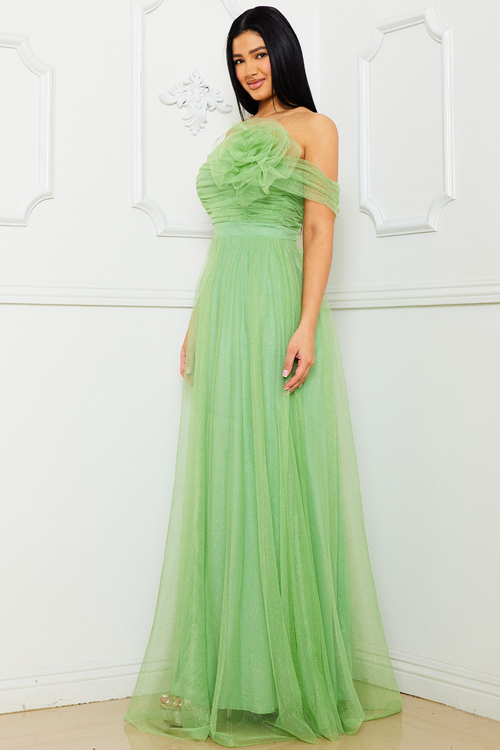 Symphony Dress - Glitter Mesh Tube Top Maxi Dress | Zezebe