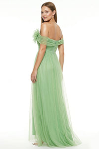 Glitter Mesh Tube Top Maxi Dress