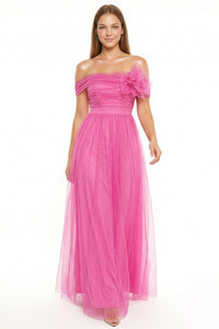 Glitter Mesh Tube Top Maxi Dress