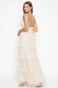 Geo Print Mesh Layered Maxi Dress