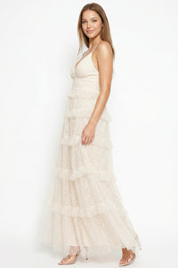 Geo Print Mesh Layered Maxi Dress