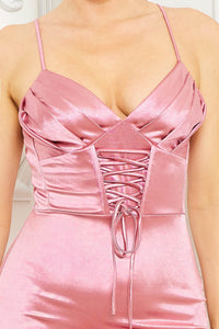 Symphony Dress - Satin Caged Waist Maxi Dress | Zezebe